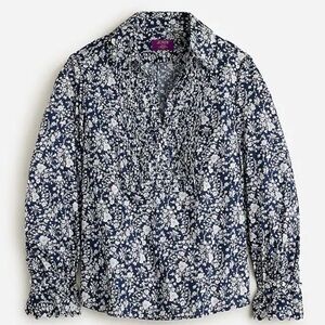 NWT  J. Crew Navy/WhiteScalloped Popover in Liberty® Summer Blooms Size XS BT808